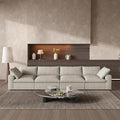 160.6" Cloud Modular Sectional Sofa with Thick Cushion, Wide 4-Seater Minimalist Sofa Couch,Convertible Couch Deep Seat Couches for Modern Living Room Sets (Khaki, 4 Seater)