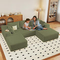 96" W Cloud Sectional Couch with Ottoman,Modern U-Shaped Cloud Couch with Deep Seat,Comfy Corduroy 3-Seater Sofa,Memory Foam Sofa for Living Room,No Assembly (Green,Right-Facing Chaise)