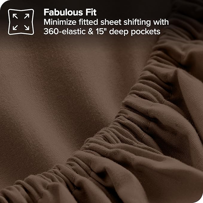 Bare Home Bed-in-A-Bag 8 Piece Comforter & Sheet Set - Split King - Goose Down Alternative - Ultra-Soft 1800 Premium Bed Set (Split King, Cocoa/Cocoa)