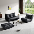 Foam Bean Bag Chairs for Adults,Big Faux Leather Bean Bag Lounger Couches, Modern Sofa,Floor Lazy Sponge Couch for Living Room Bedroom Dorm Office,Black