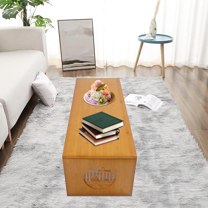 CAIHAOA Japanese Folding Coffee Table, Height Adjustable, Bamboo Floor Table No Assembly, Low Tea Table for Sitting on The Floor, Tatami Tables for Bedroom Living Room Dining Room Home
