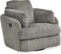 Signature Design by Ashley Tie-Breaker Swivel Glider Recliner, 2 Bolster Pillows, Hidden Storage, Fabric Upholstery, 41.38" W x 40.25" D x 39.75" H, Light Gray