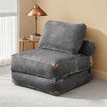 75'' Foldable Sofa Bed,Convertible Folding Sleeper Chair Bed,Grey Foldable Single Sofa Foam Filling Couch with Pillow, Comfy Corduroy Lazy Floor Sofa for Small Room Bedroom Apartment