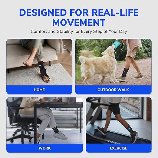 UPWELLY FootLift Pro (RIGHT), Wearable Ankle and Foot Support Brace, For Walking Assistance and Foot Stability with Shoes, Socks, Barefoot Foot Support For Unisex And Plantar Fasciitis Relief, Black