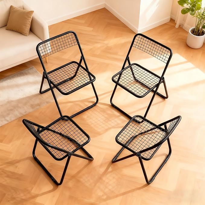 4 Pack Folding Chair,Balck Color,Single Piece,Foldable Space - Saving Design for Indoor/Outdoor Use