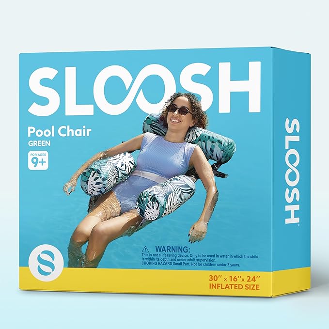 SLOOSH Pool Floats Chairs Adult,Inflatable Pool Lounge,Plant Pattern Floating Mat Hammock,Blow up Water Chairs Noodles rafts for Party Summer Water Beach Fun