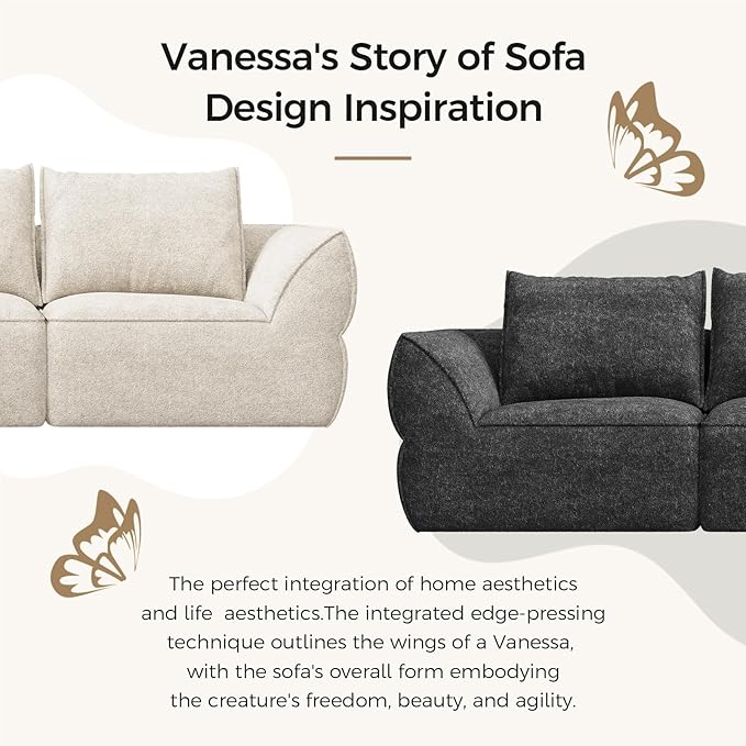 76.4" Cloud Loveseat Sofa, Deep Seat Couch with Pillows, Modern Comfortable Upholstery Boneless Sofa, 1 Piece for Living Room, Bedroom, Apartment, Removable Cover，No Assembly Required, Algae Green