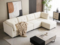 VANOMi 118" Modular Sectional Sofa with Ottoman, 4 Seater Cloud Sofas & Couches, Cozy Chenille Sectional Couches for Living Room, Apartment, Office, White, L Shaped