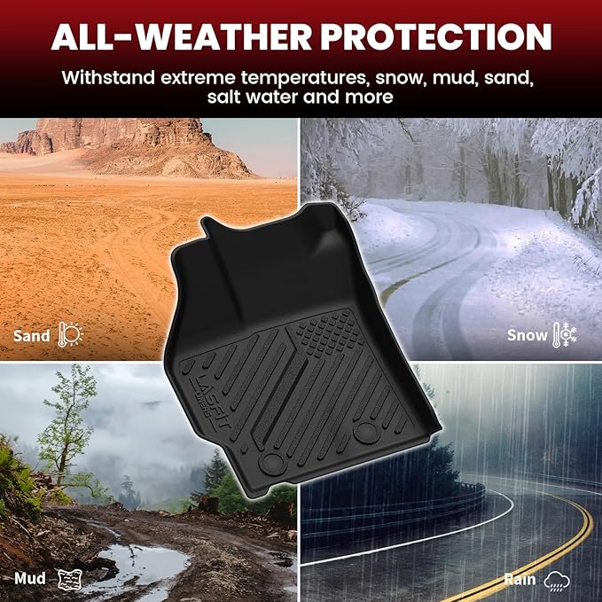 LASFIT Floor Mats & Cargo Mat for Toyota Prius 2010-2011, All Weather TPE Custom Fit Easy Clean Durable No-Curling Floor Liners for Prius 2010 2011 Car Mats & Trunk Mat