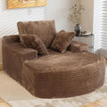 WJShome Oversized D-Shaped Lounge Chair Indoor, Modern Upholstered Corduroy Deep Seat Circle Single Foam Couch,Cloud Lounge Floor Sofa Chair for Living Room, Brown