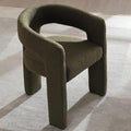 DAYALANE Modern Boucle Dining Chair, Sherpa Upholstered Accent Kitchen Chair with Arms Comfy Barrel Side Chair for Living Room/Home Office/Reception, Green