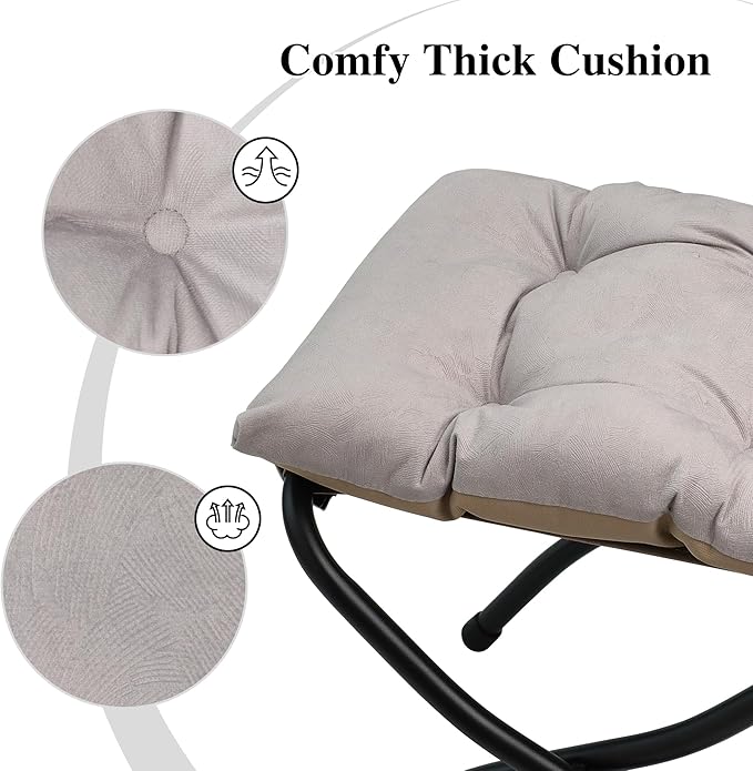 Mordchil HF 15"(H) Folding Ottoman, Foldable Footrest Stool, Portable Small Foot Stool for Couch, Collapsible Foot Rest Ottoman for Sofa, Accent Padded Ottomans for Home, Living Room, Light Grey