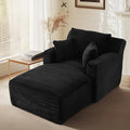 VEPXXP 65.4" Chaise Lounge Chair Indoor, Oversized Boneless Couch Comfy Upholstered Sleeper Sofa Bed with 3 Pillows, Corduroy Cloud Reading Chair for Living Room No Assembly Required, Black