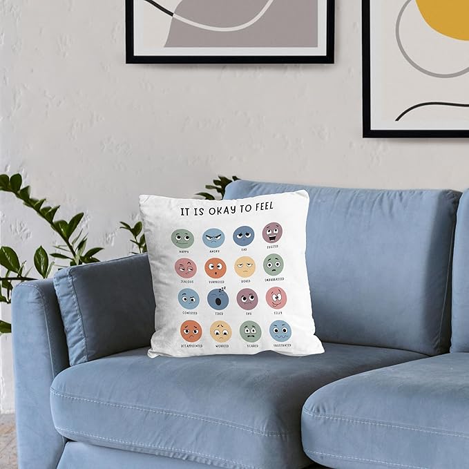 Nogrit Counseling Office Must Haves Throw Pillow Cover, Calming Corner, Mental Health Pillowcase Decor for Home Kids,Mental Health Counselor Gifts, Calming Corner Pillow Covers 22x22 White