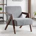 Bonzy Home Mid-Century Modern Accent Chair with Solid Wood Frame, Upholstered Armchair for Bedroom & Living Room,Reading Side Chair with Soft Lien Fabric Cushion,Easy Assembly