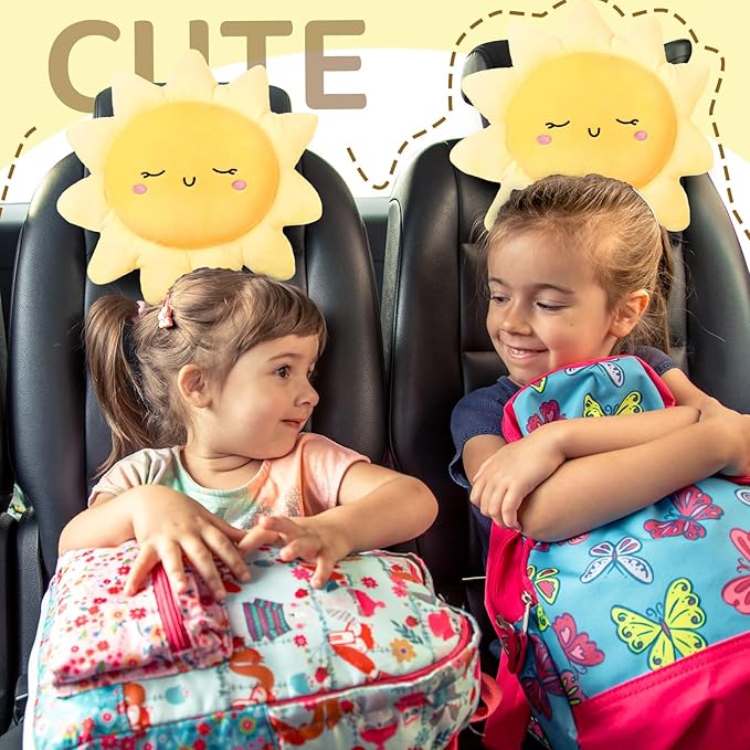 Juexica 2 Pcs Sun Pillow Plush Sofa Cushion Cute Stuffed Sun Shaped Floor Pillow Car Throw Soft Toy for Kids Women Girls Bed Home Decoration (13.7 Inch)
