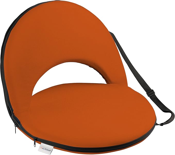 Alpcour Folding Stadium Seat – Deluxe Outdoor Camping Reclining Waterproof Cushion Chair for Bleachers – Best 6-Position Back Support Picnic Bleacher Seats w/Extra Thick Padding for Support & Comfort