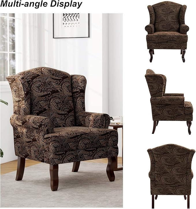 DREAMSIDEA Accent Chair, High Back Upholstered Armchair with High Resilience Sponge & Wood Legs, Mid-Century Modern Comfy Single Sofa Reading Chairs for Living Room, Bedroom (Cranberry, Set of 1)