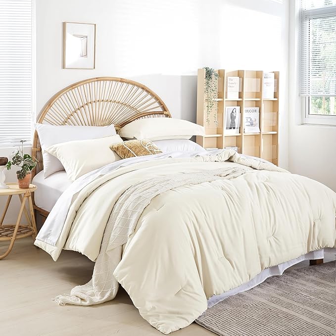 weigelia Full Size Comforter Set Ivory Comforter Set 7 Pieces Comforters Full Size Bed in a Bag with Sheets Fluffy Bedding Set for Women and Men