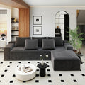 KAPEETOO Modular Sectional Sofa Cloud Couch for Living Room, Right L Shaped Boneless Couch with Chaise Longue, Oversize 3-Seater Sectional Sleeper Sofa Set with Deep Seat Bedroom (Grey)