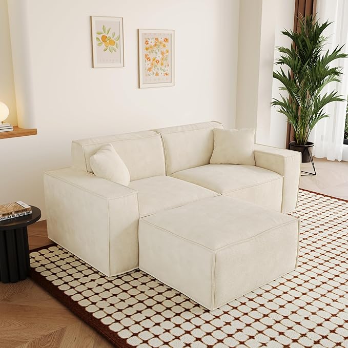 80.3" Cloud Sectional Couch, Chenille Boneless Couch L Shaped with Deep Seats&Wide Armrests, Comfy Convertible Modular Sectional Sofa Memory Foam Compression Sofa for Living Room, No Assembly Required