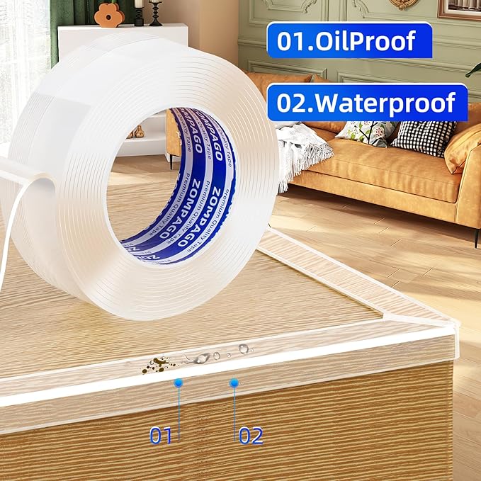 ZOMPAGO Clear Soft Corner Protectors for Furniture Strip,2in x9.84FT,2 Rolls,Sharp Edge & Table Bumper,Window Edge,Wall Protector, Soft Corner Guards Safe for Proof,Table Corner Protectors in Family