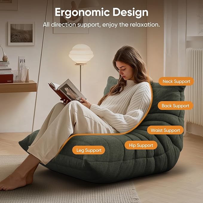 cebihy Compressed Bean Bag Chairs for BeanBag Chair Sofa Fireside Togo Sofa Big Lazy Lounge Chairs for Living Room Bedroom Dorm Office,Green