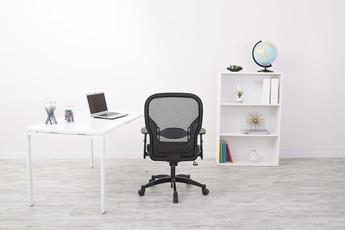 Space Seating 23 Series Breathable Mesh Back Adjustable Manager's Office Chair with Padded Mesh Seat and Heavy Duty Gunmetal Finish Base, Black
