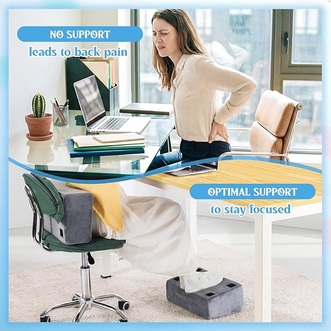 Novabright Adjustable Under Desk Foot Rest, Memory Foam Foot Stool with Gel Top and Warm Pocket Washable Cover Footrest for Office Chair Leg and Back Pain Relief(15" X 9" X 17.7",Parallel,Gray)