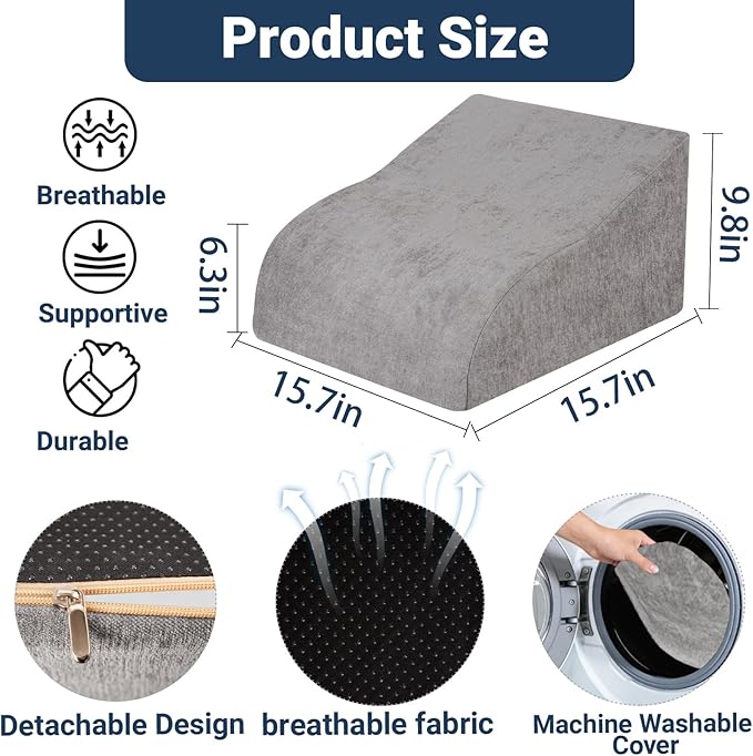 Foot Rest for Under Desk at Work, Ergonomic Under Desk Footrest with Washable Cover for Office, Home & Gaming Leg Elevation Pillow Dark Gray