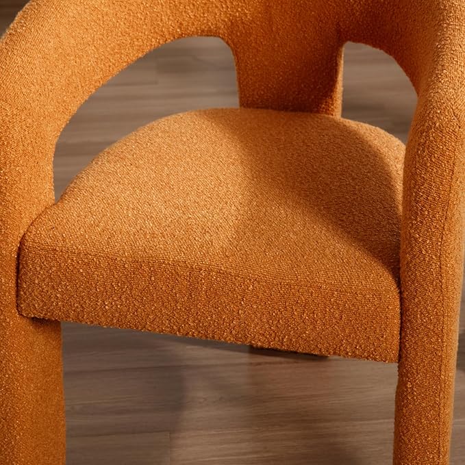 DAYALANE Modern Barrel Dining Chairs Set of 4, Upholstered Dining Room & Kitchen Chair with Curved Back, Comfy Accent Side Reading Armchair for Living Room Bedroom Kitchen Home Office, Orange Fur