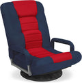 Best Choice Products Swivel Gaming Chair 360 Degree Multipurpose Floor Chair Rocker for TV, Reading, Playing Video Games w/Lumbar Support, Armrest Handles, Adjustable Foldable Backrest - Blue/Red