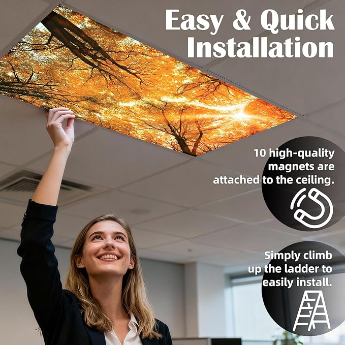 8 Pcs Fluorescent Light Covers - 4 x 2 Feet Covers for Ceiling Lights, Magnetic Light Filters for Classroom, Office, Hospitals, Home