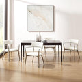 Art Leon Wishbone Dining Chairs - Mid Century Modern Dining Room Chairs, Boucle Fabric Upholstered Accent Chairs with Wood Legs, Arm Chair with Open Backrest, Set of 4, White