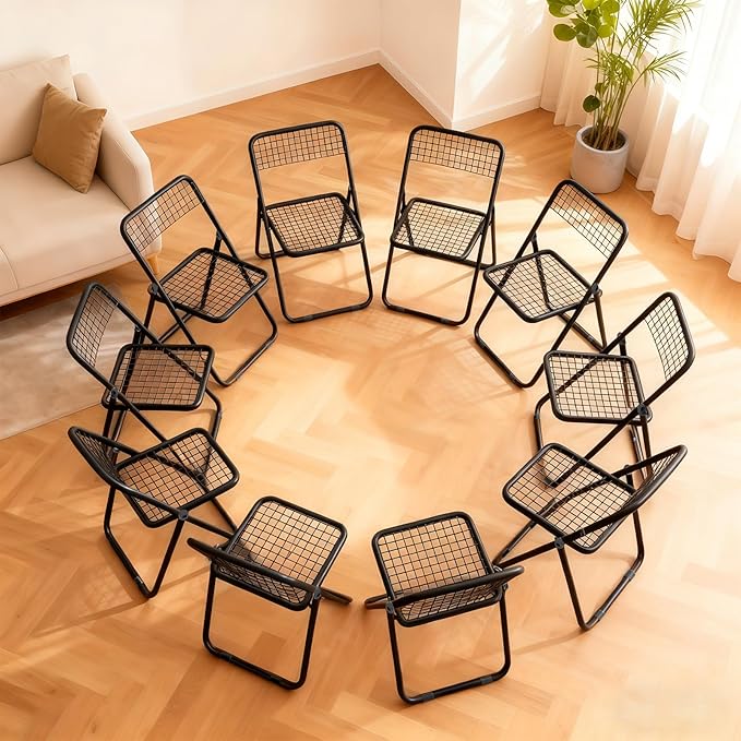 10 Pack Folding Chair,Balck Color,Single Piece,Foldable Space - Saving Design for Indoor/Outdoor Use