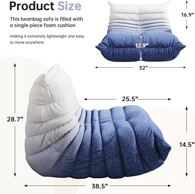 Selyteramy Oversized Bean Bag Chairs for Adults, Giant Beanbag Chair with Memory Foam, Comfy Lounge Chair Lazy Sofa for Apartment, Living Room, Bedroom, Office(Knit Fabric)