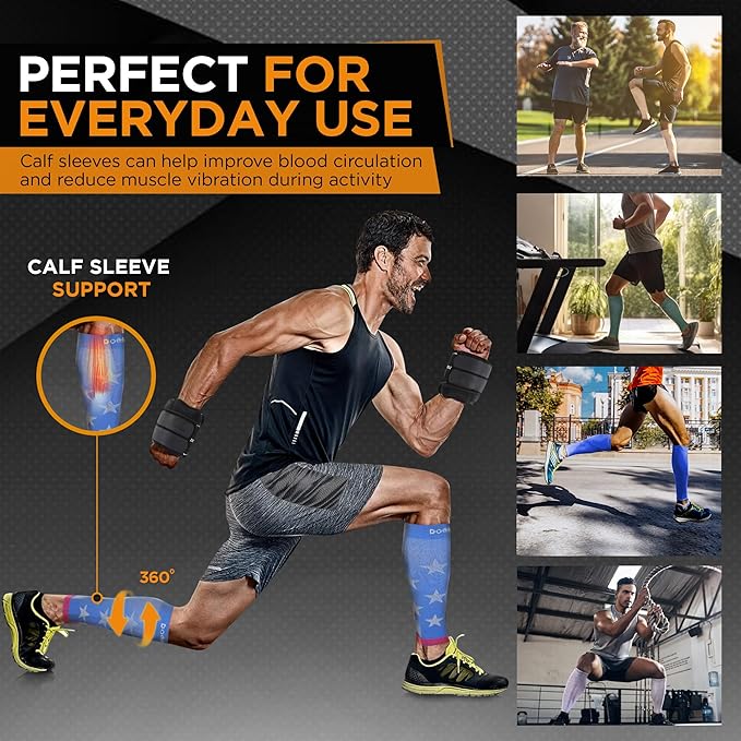 Doc Miller Compression Calf Sleeve for Men & Women – 20-30mmHg Graduated Support for Running, Shin Splints, Calf Strain – Knee High, Small to 6XL Plus Size