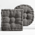 Large Square and Round Floor Pillows for Adults 2 Pack Meditation Floor Pillow Dark Grey Corduroy Floor Seat Pillows Cushion for Living Room Balcony Tatami Yoga,18x18 Inch