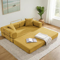 Convertible Couch Sofa Bed Foldable Floor Sleeper | Modern Fold Out Deep Seat Couch | Removable Backrest & Armrests | No Assembly Compression Sofa Sleeper for Living Room, Bedroom, Corduroy Yellow