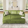 Tbfit 90.6'' 3 in 1 Sleeper Sofa Couch with Storage Chaise, Velvet Sofa Bed with Pull Out Bed, Convertible Sleeper Sofas for Living Room, Small Spaces, Green