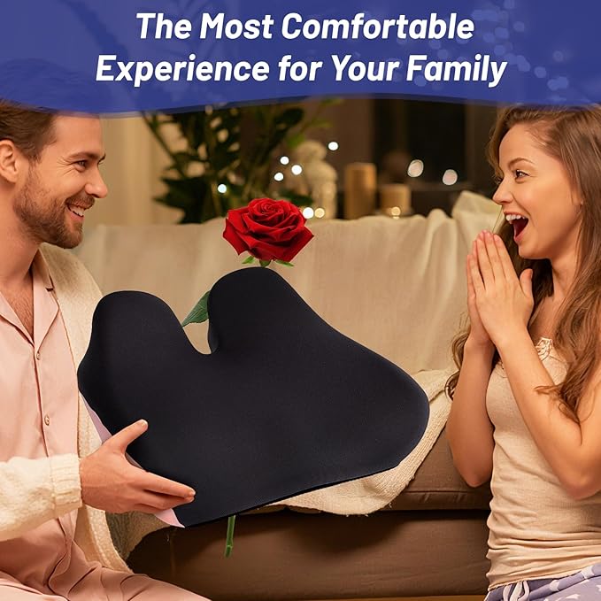 Ergonomic Seat Cushion for Office Chair, Extra Large Car Seat Cushion, Memory Foam Chair Cushion for Tailbone Pain Relief & Pressure Relief Sciatica and Back Support for Long Sitting (Pink)