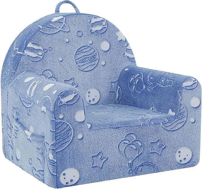 MeMoreCool Comfy Toddler Chair for 1-3 Years Old, Glow Space Kids Reading Chair, Soft Plush Toddler Armchair, Cozy Foam Lounge Kids Armchair for Baby Room, Living Room, Playroom, Reading Nook