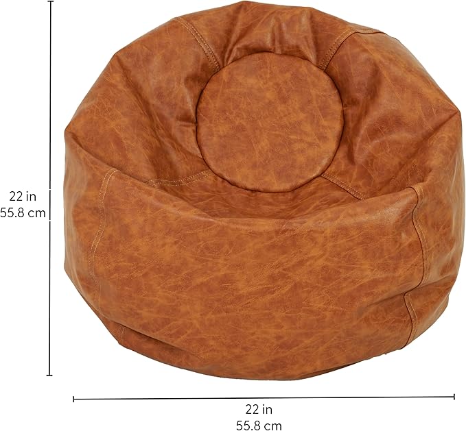 FDP Rustic Kid 22" Bean Bag Chair, Furniture for Kids, Perfect for Reading, Playing Video Games or Relaxing, Alternative Seating for Classrooms, Daycares, Libraries or Home - Hazelnut