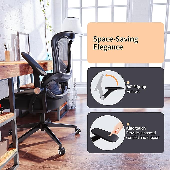 Ergonomic Office Chair - 400LB Comfy Desk Chairs with Lumbar Back Support, Mesh Computer Chairs with Wheels and Arms for Home Office, Study (218Black-Without Headrest)