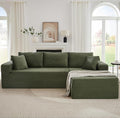 Vanress Cloud Couch Sectional, Corduroy Boneless Couch with L-Shape Chaise, Modern Modular Sectional Sofa Comfy Deep Seat for Living Room, Bedroom, No Assembly (Green, Right Facing Chaise)