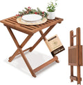 GREEN ALLUVIUM Folding Wooden Side Table – Premium Portable Foldable Table for Outdoor & Indoor Use, Patio, Camping & Small Spaces – Perfect with Adirondack Chairs – Golden Teak Finish