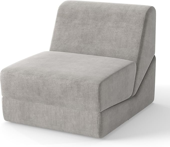 Giantex 3-in-1 Folding Sofa Bed, Convertible Sleeper Chair with Back Support, High Density Sponge, Washable Zippered Cover, Portable Floor Chaise Lounge for Living Room Bedroom Office Apartment (Grey)