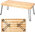 Sleekform Folding Wooden Coffee Table - Collapsible 20x40 Light Wood Mini Desk - Lightweight Foldable Coffee Table for Small Spaces - Fold Up Hairpin Legs - Birch Wood Finish