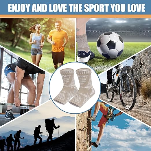 LISEPWU Copper Ankle Brace, Copper Infused Ankle Support Compression Sleeve for Men & Women, for Foot Pain Relief, Sprained Recovery, Achilles Tendonitis, Daytime or Night Use(Skin White XL)