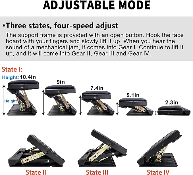 Adjustable Foot Rest for Under Desk at Work with 4 Height Levels, Under-Desk Footrest with Massage Surface, Foot Stool Under Desk for Office, Home, Maximum Load 120 Pounds (Black)